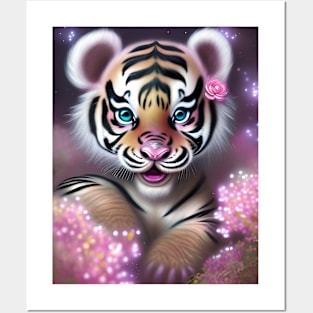 Fantasy Cute Kawaii baby tiger Posters and Art